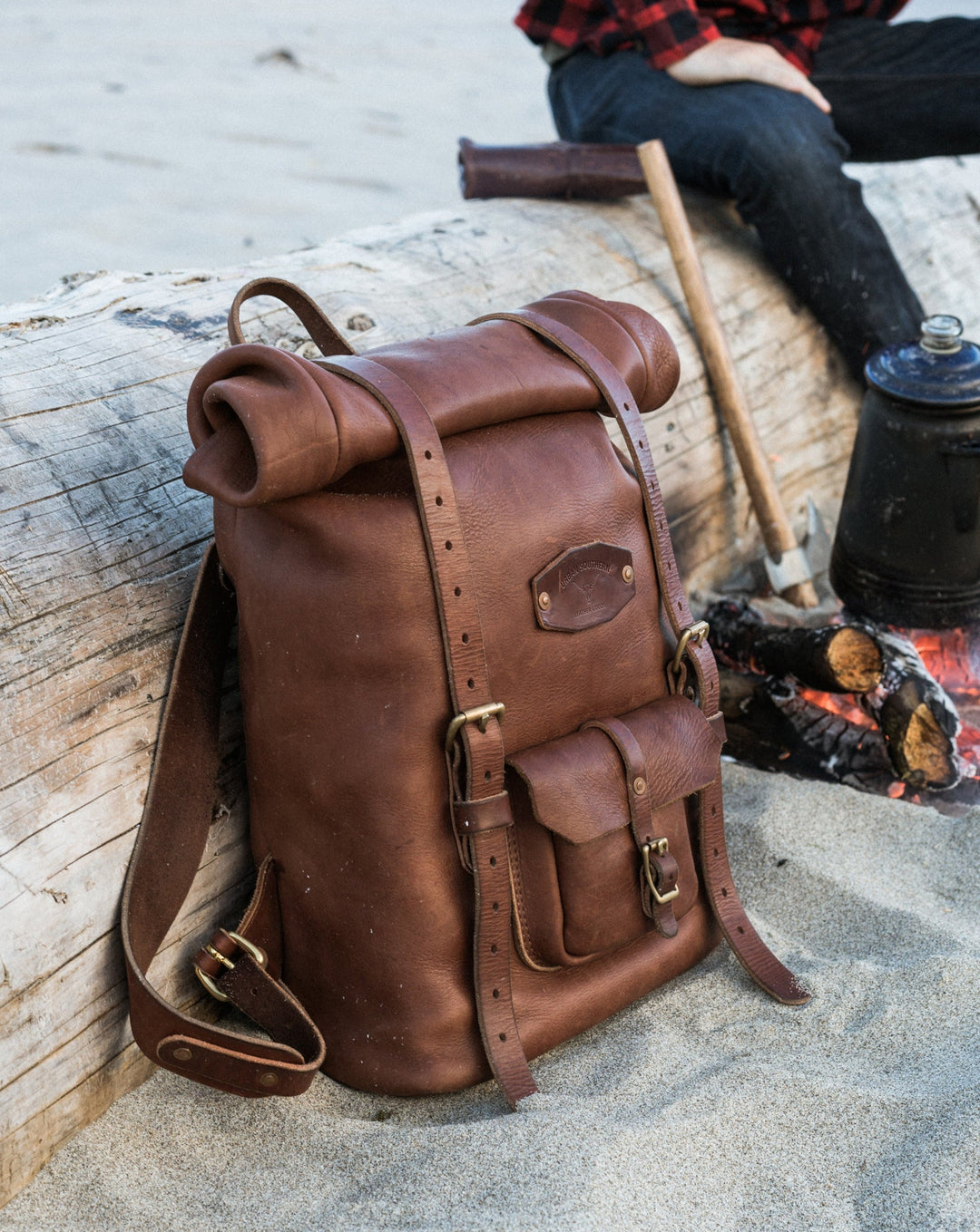 Leather Rolltop Backpack