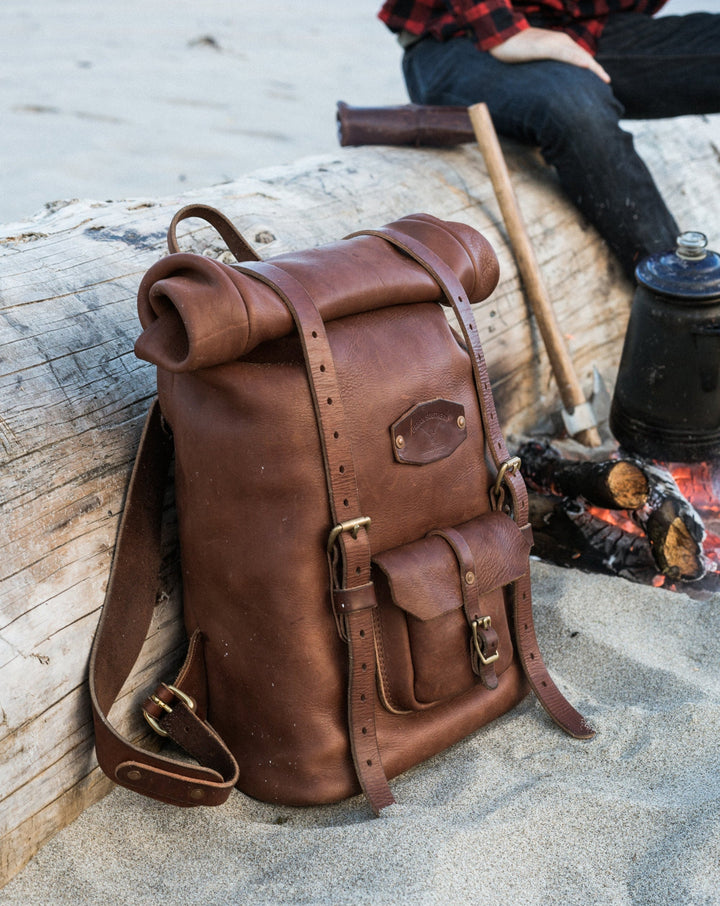 Leather Rolltop Backpack