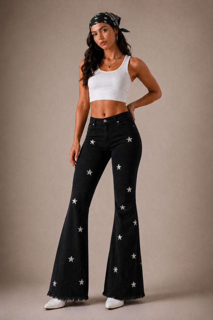 Midnight Stardust Bell Bottom Jeans GJG DENIM