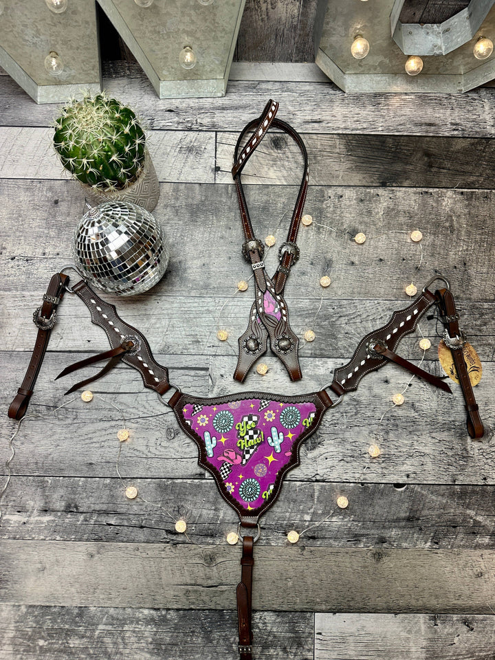 Neon Yeehaw Headstall and Breast Collar Set