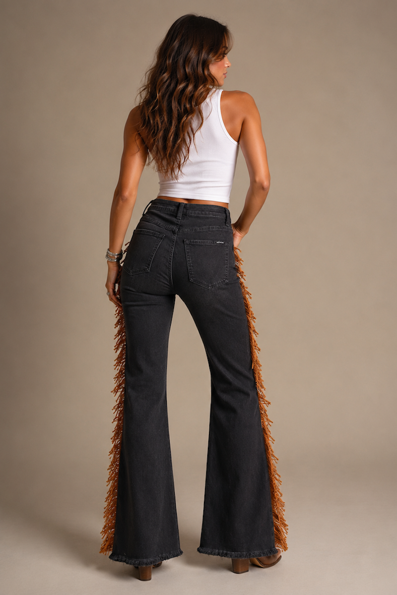 The Frontier Fringe Bell Bottom Jeans GJG DENIM