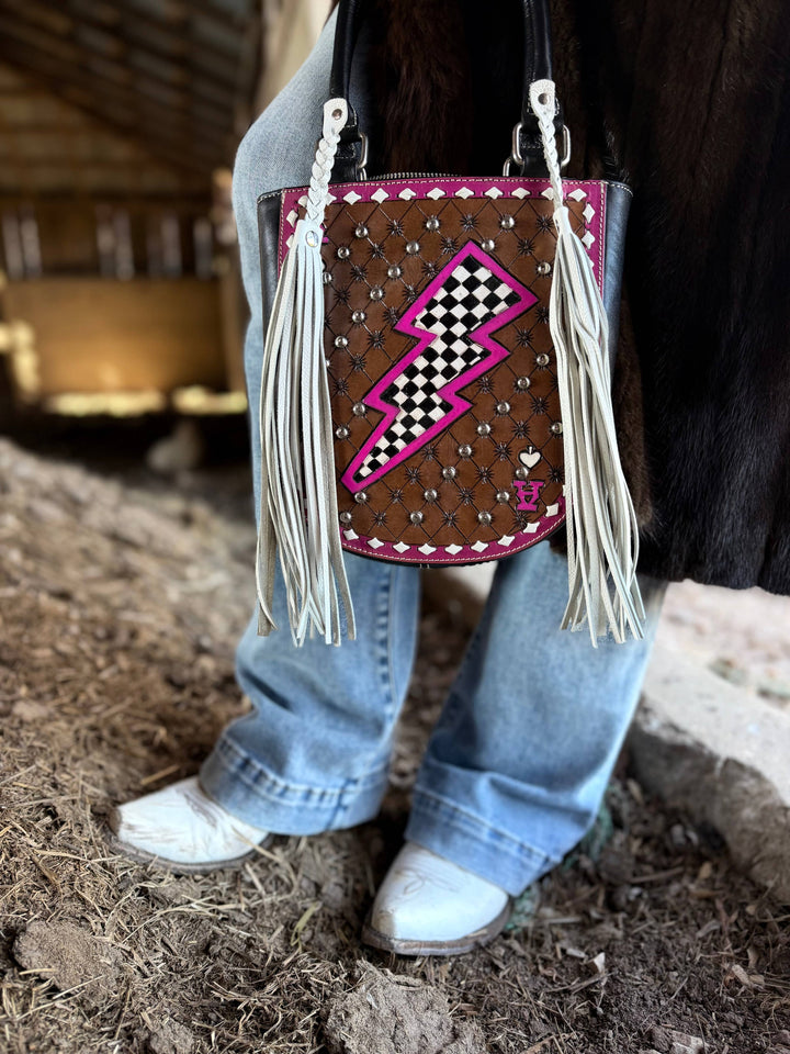Pink Electric Rodeo Fringe Tote Neon Spur