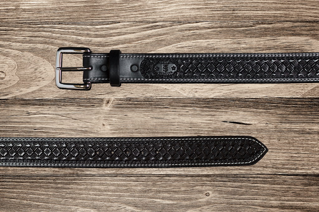 Black Waffle Leather Belt