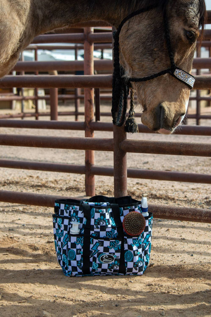 Turquoise Glass Grooming Tote