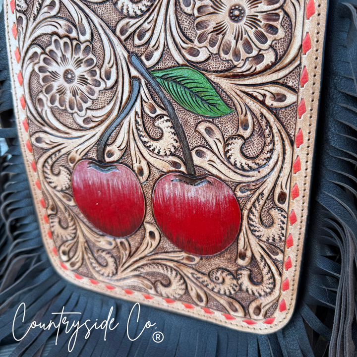 Cherry Crush Tooled Leather Purse