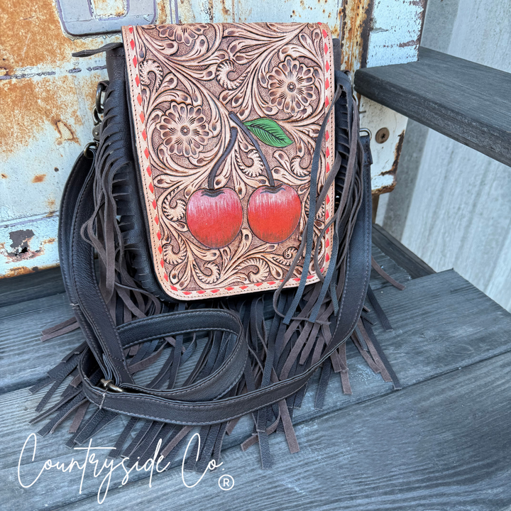 Cherry Crush Tooled Leather Purse