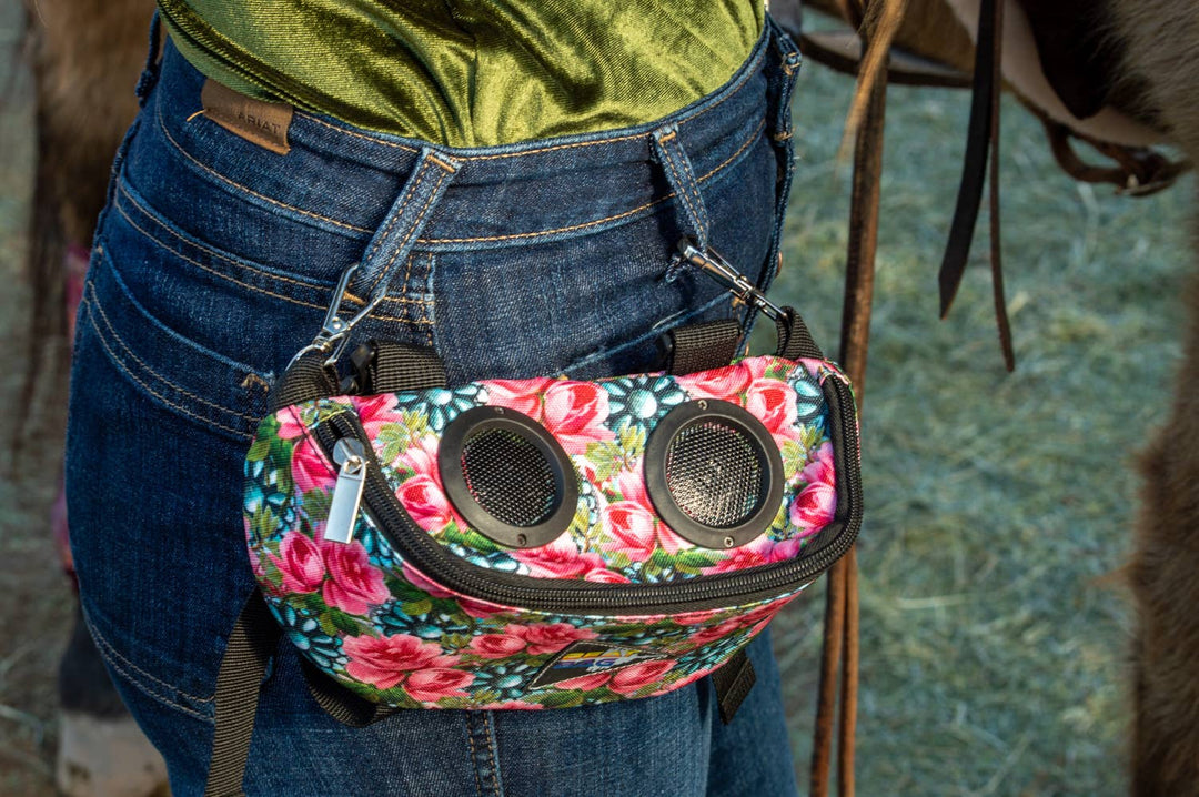 Turquoise Floral Beat Bag Saddle Pouch -with Speakers