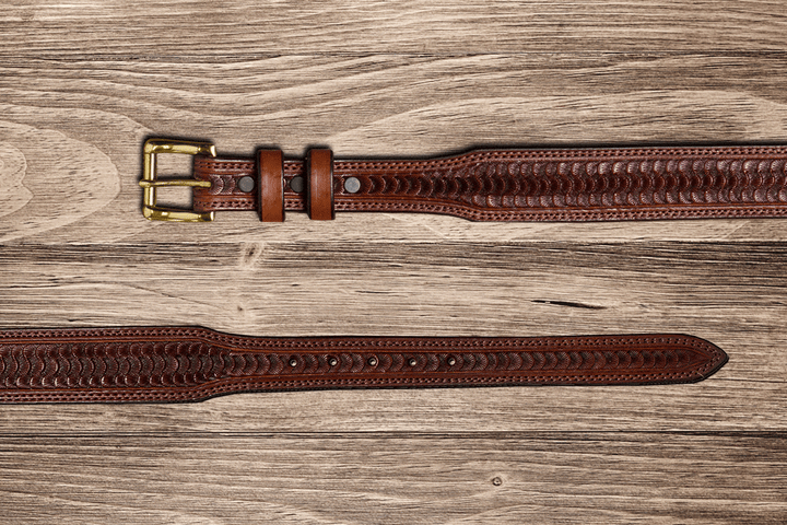 Chocolate Swirl Tapered Leather Belt