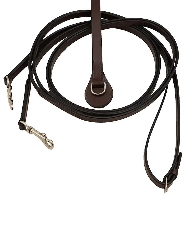 Leather Draw Reins with Snap Hooks and Girth Loop Grewal Equestrian