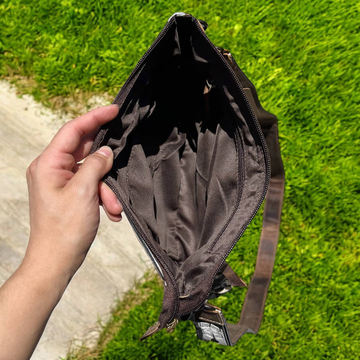 Cherry Checker Tooled & Cowhide Crossbody Bag *Sample Sale*