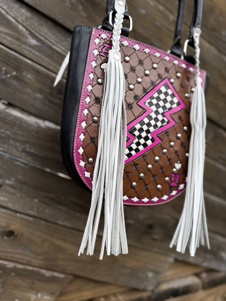 Pink Electric Rodeo Fringe Tote Neon Spur
