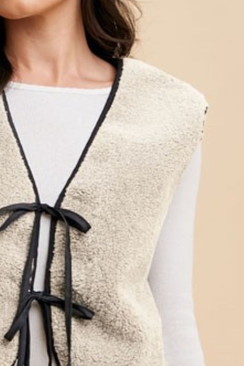 Annie V-Neck Tie Detail Vest Coat