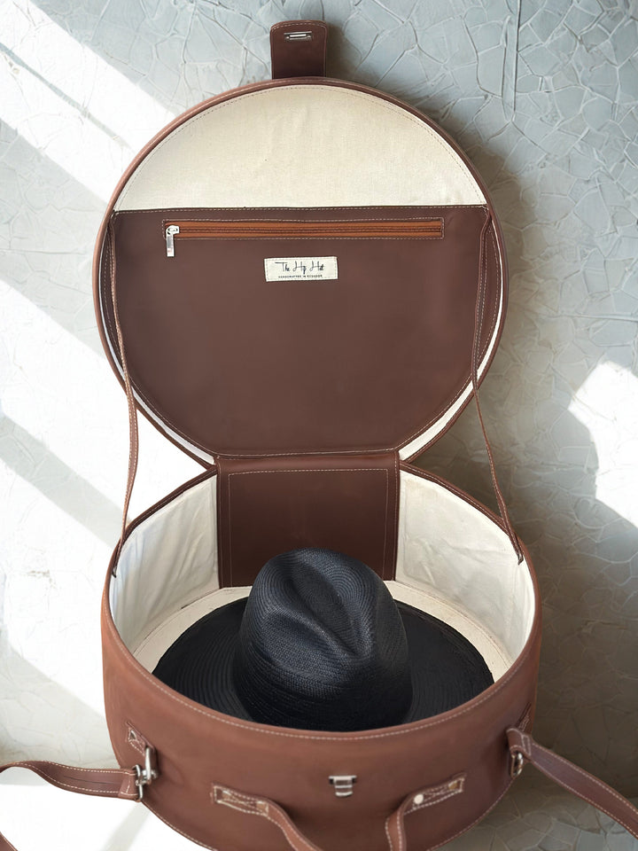 HANDMADE LEATHER HAT TRAVEL CASE AND STORAGE BOX The Hip Hat