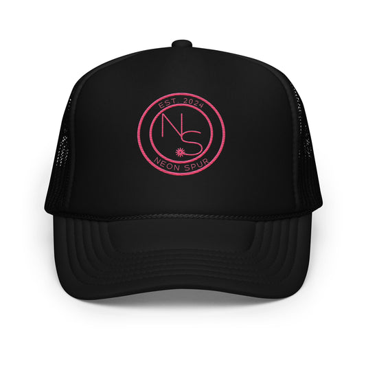 Neon Spur Pink Logo Embroidered Foam Trucker Hat