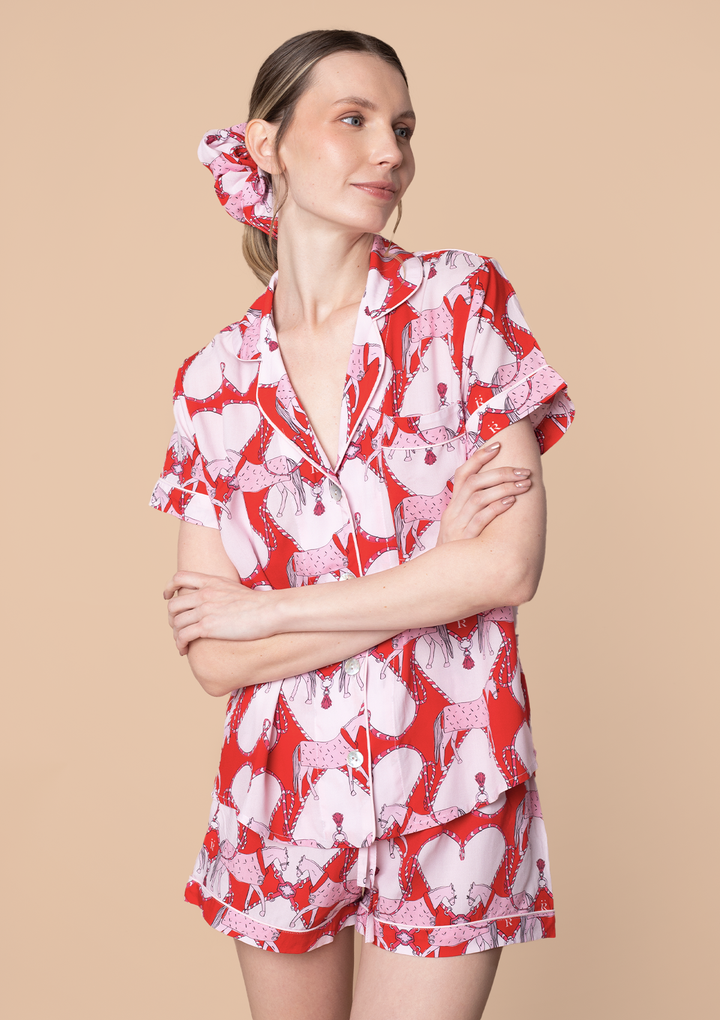 Horsebond PJ’s Set Short Sleeve -Red & White