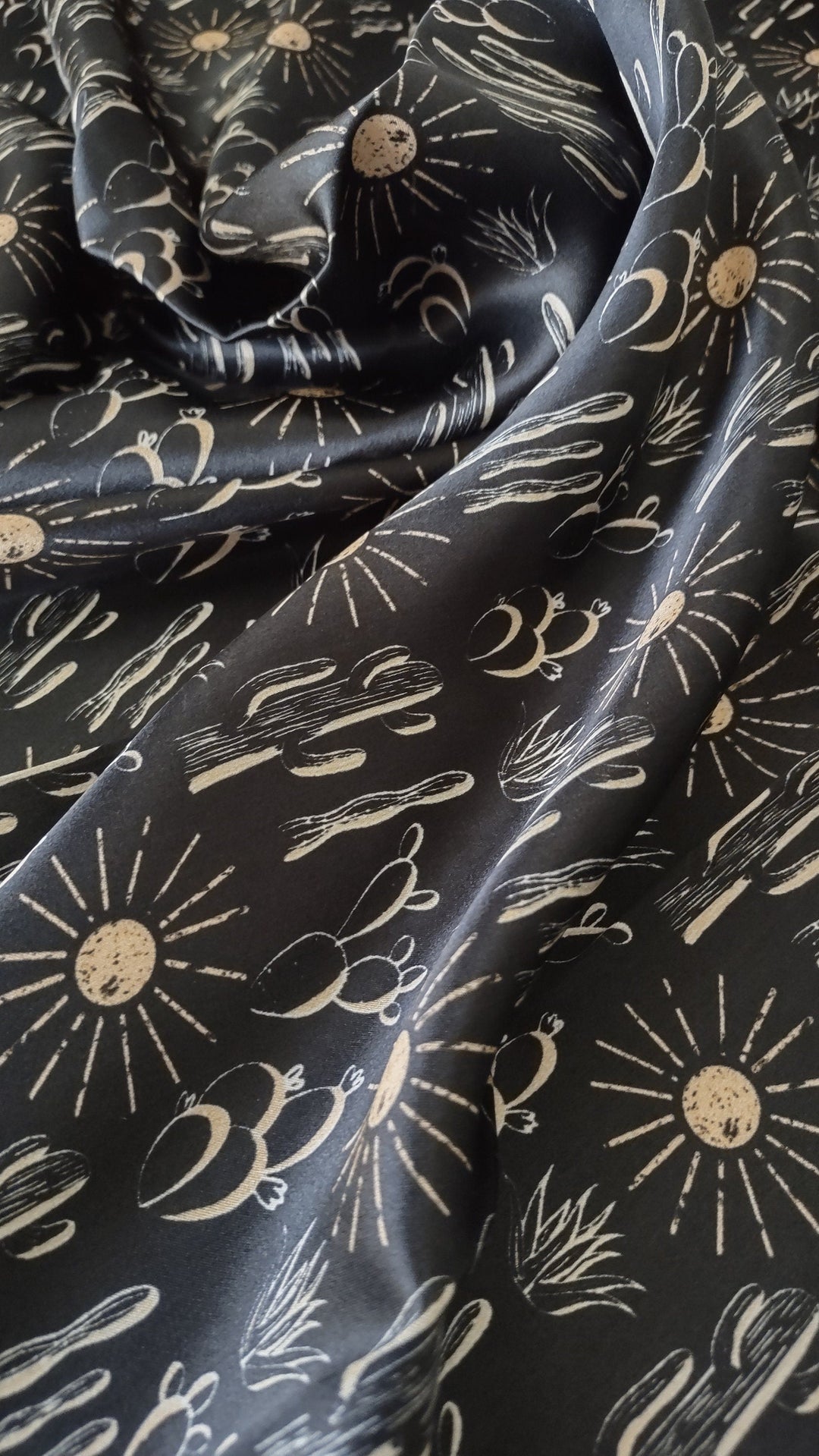 Silk Wild Rag -Black Cactus and Sun