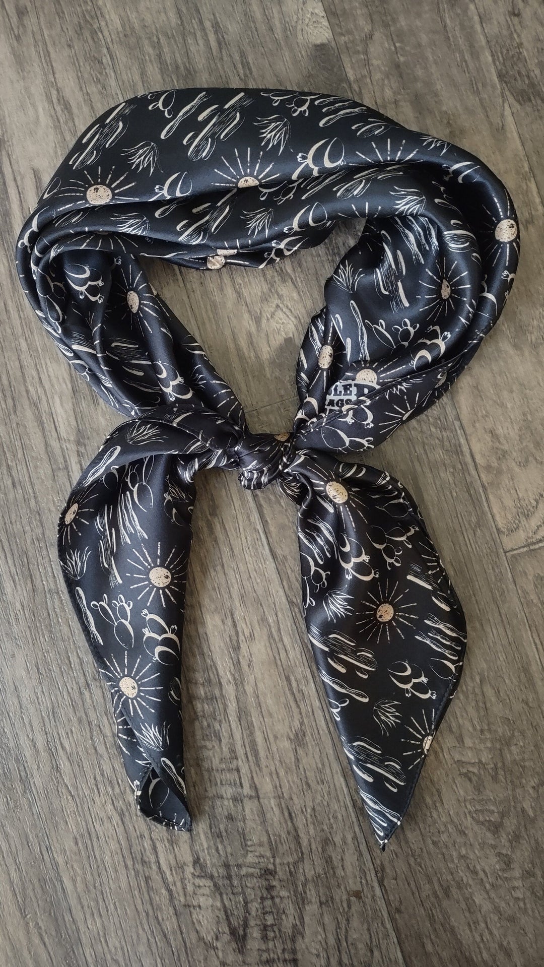 Silk Wild Rag -Black Cactus and Sun