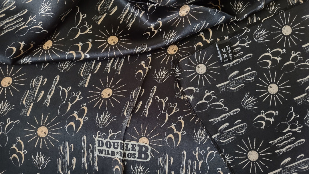 Silk Wild Rag -Black Cactus and Sun