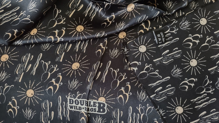 Silk Wild Rag -Black Cactus and Sun