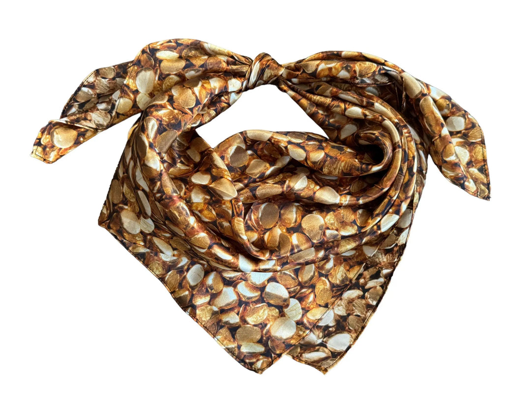 Gold Magazine Rag Silk Wild Rag -Golden Nugget Print - Neon Spur
