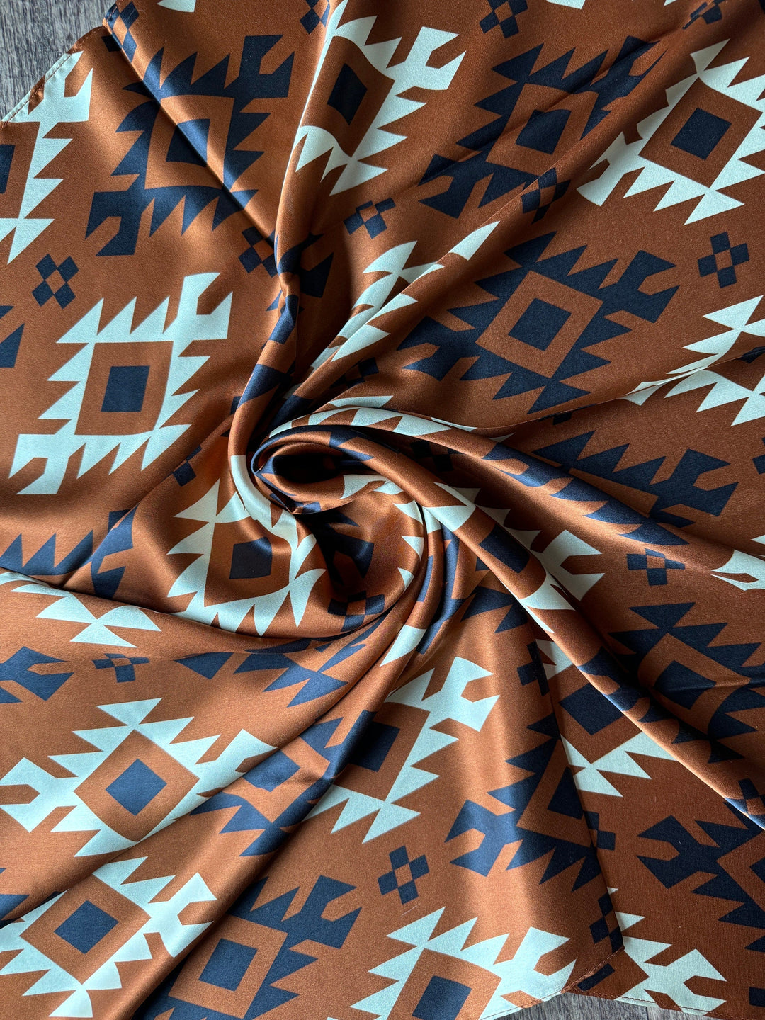 Silk Wild Rag -Cognac Tribal Native Print