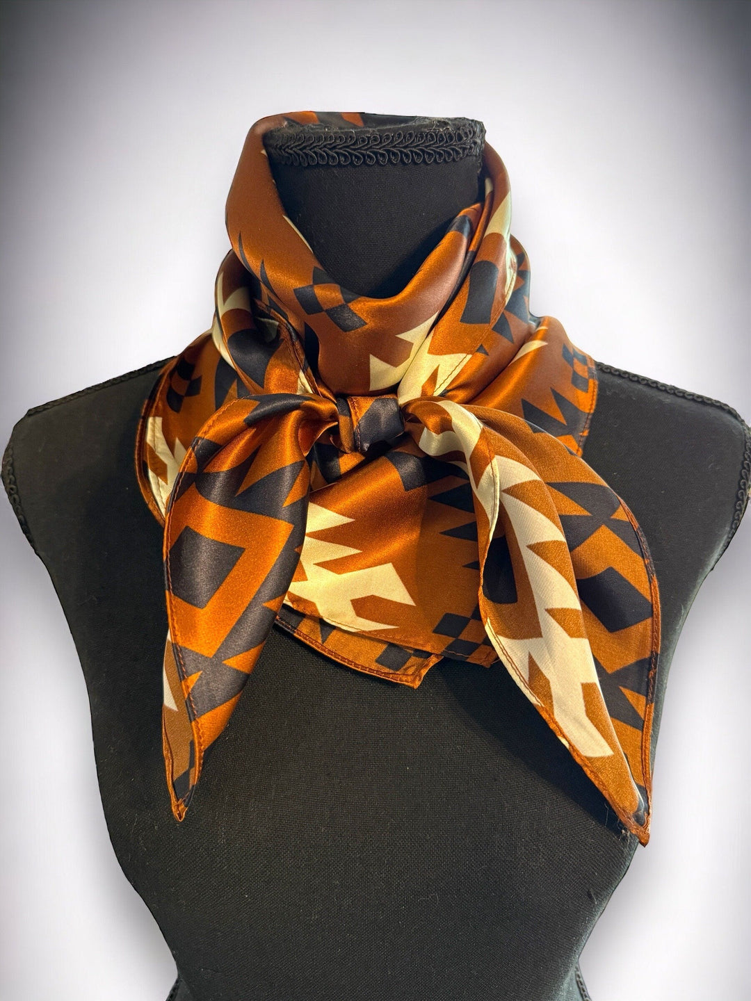 Silk Wild Rag -Cognac Tribal Native Print