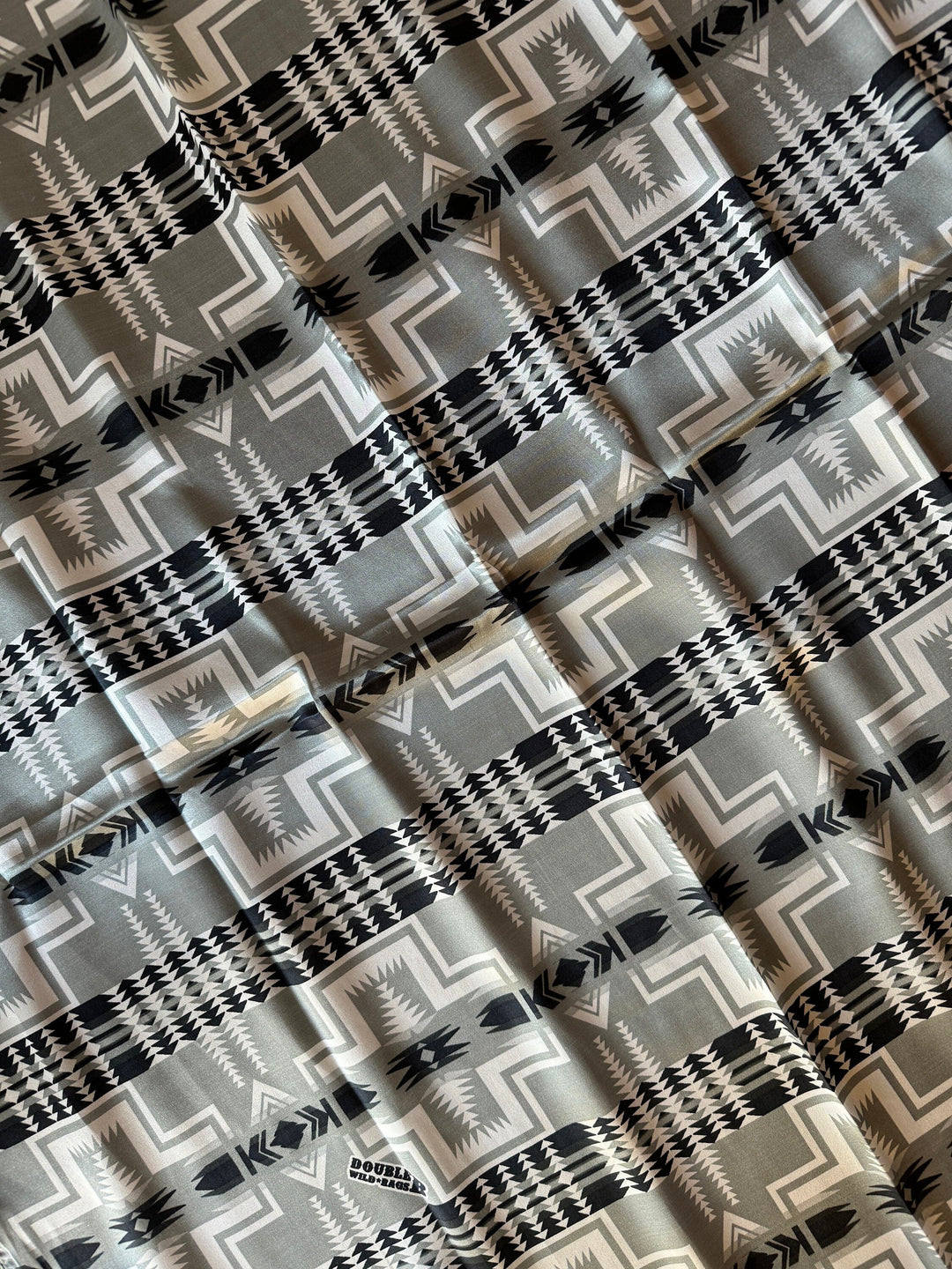 Silk Wild Rag -Black and Silver Navajo Native Print