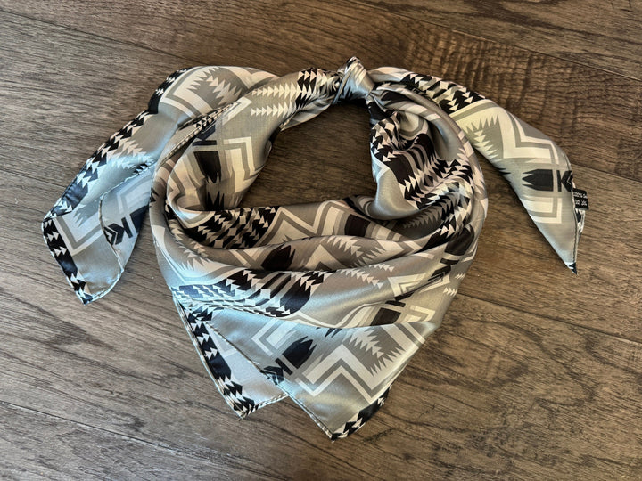 Silk Wild Rag -Black and Silver Navajo Native Print