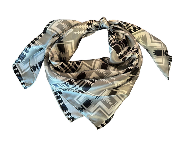 Silk Wild Rag -Black and Silver Navajo Native Print