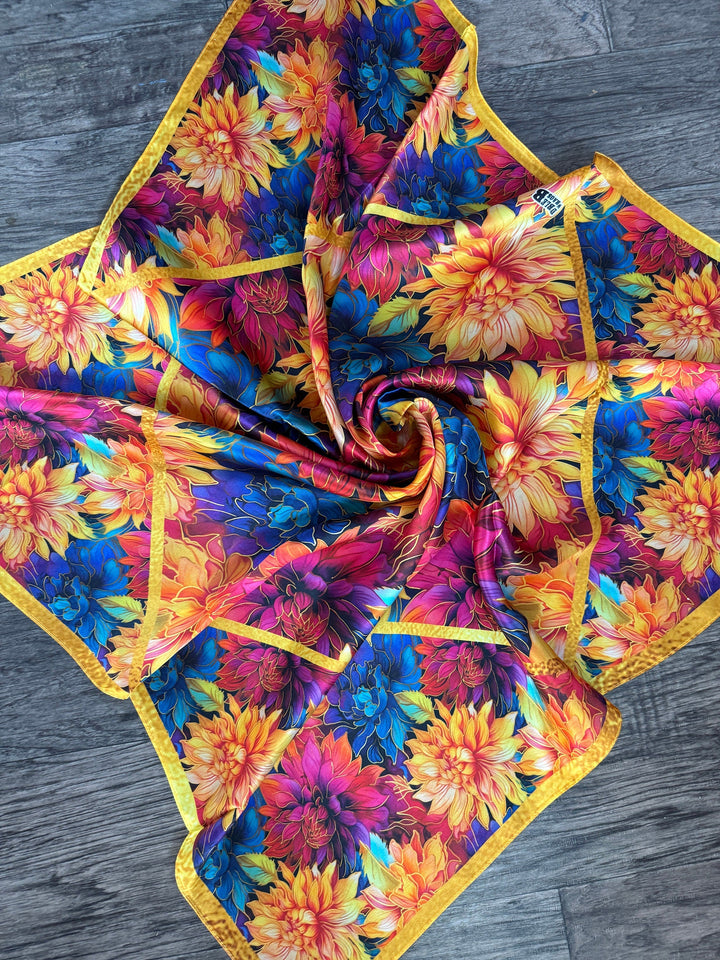 100% Silk Wild Rag “Golden Dahlias”