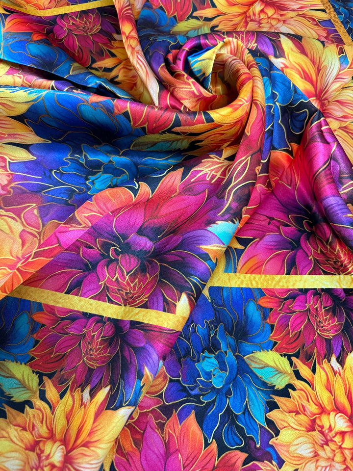 100% Silk Wild Rag “Golden Dahlias”