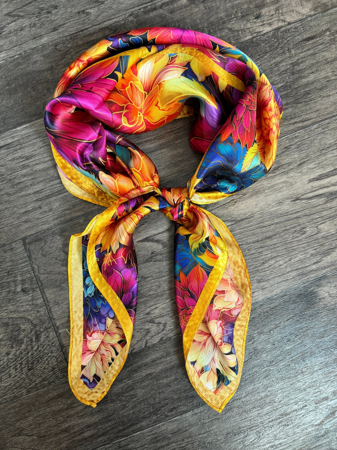 100% Silk Wild Rag “Golden Dahlias”