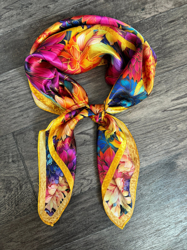 100% Silk Wild Rag “Golden Dahlias”