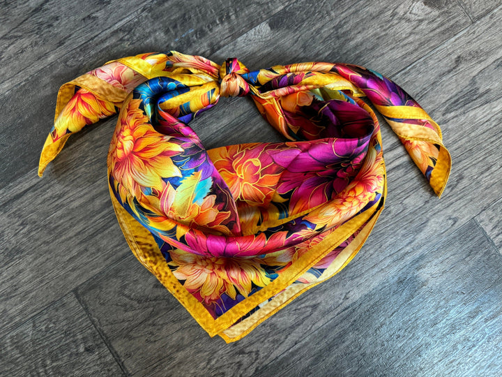 100% Silk Wild Rag “Golden Dahlias”