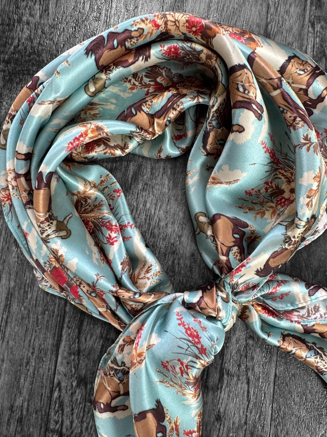 Silk Wild Rag -Dusty Blue Cowboys