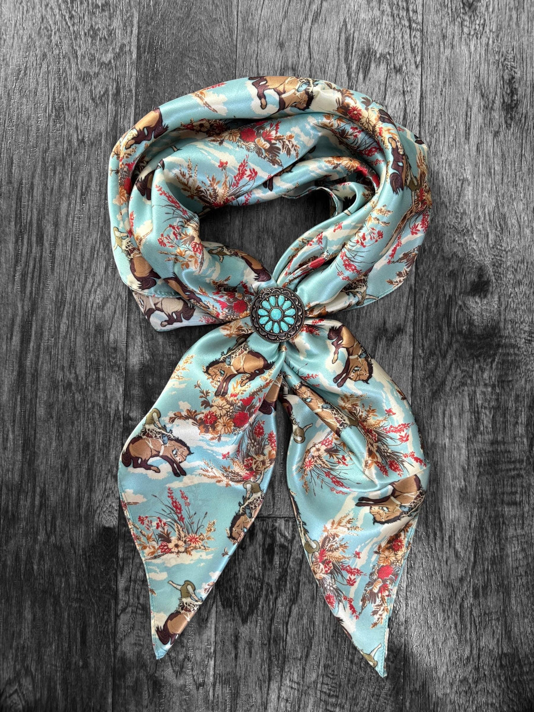 Silk Wild Rag -Dusty Blue Cowboys