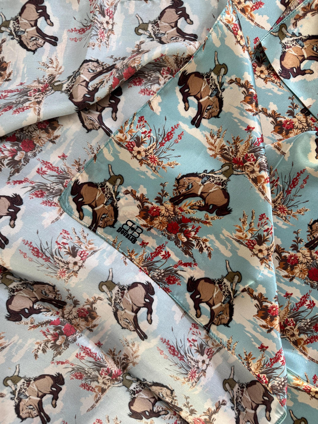 Silk Wild Rag -Dusty Blue Cowboys