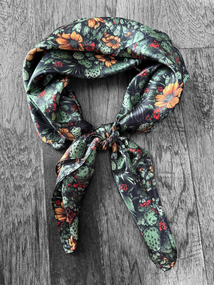 Silk Wild Rag -Black Cactus/Orange Floral