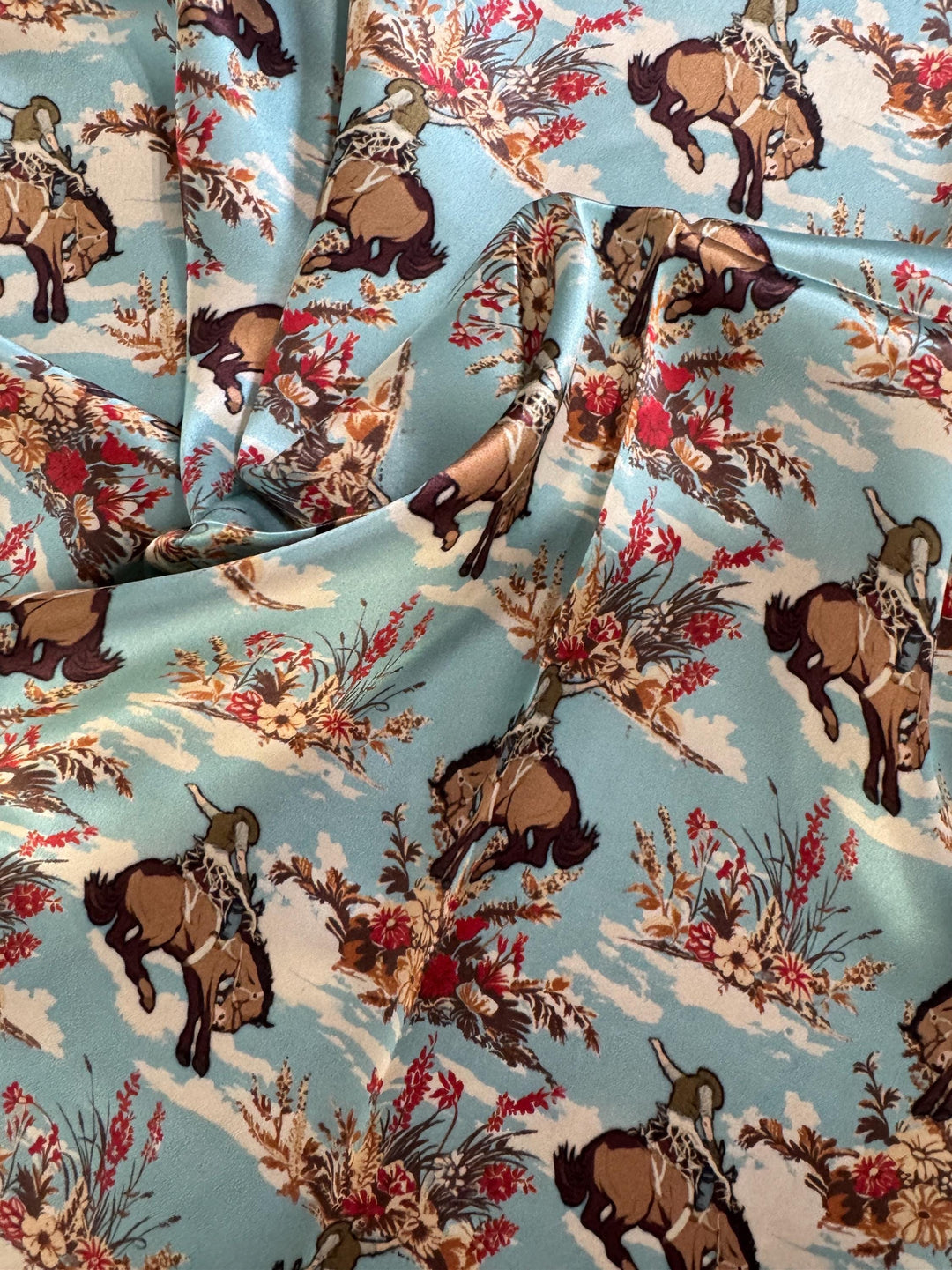 Silk Wild Rag -Dusty Blue Cowboys