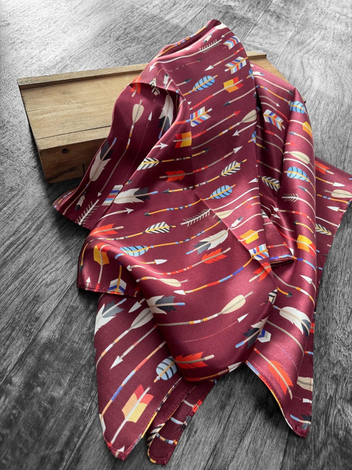 Silk Wild Rag -Maroon Arrows