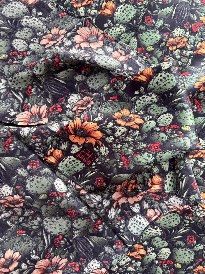 Silk Wild Rag -Black Cactus/Orange Floral