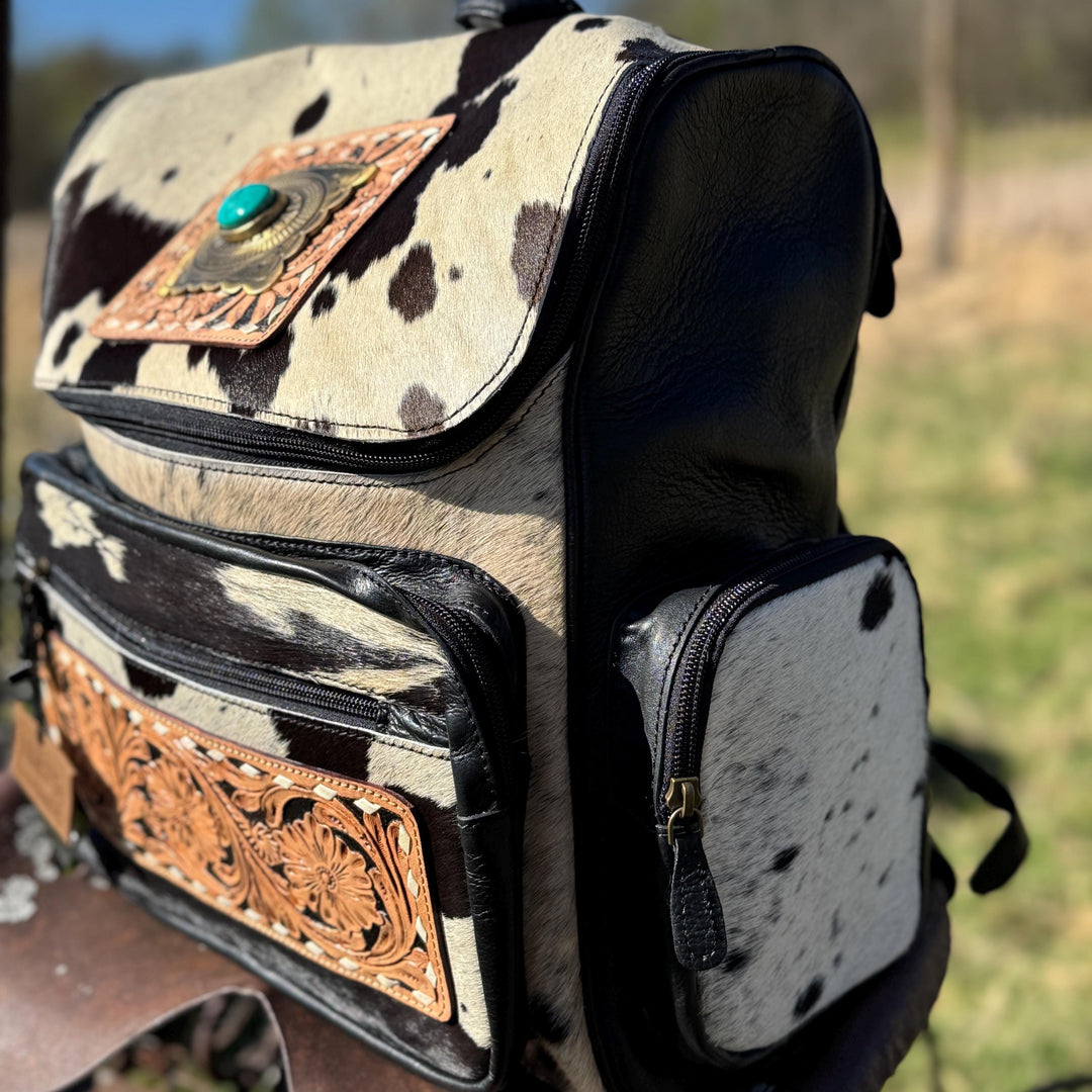 Genuine Western Cowhide Leather Backpack