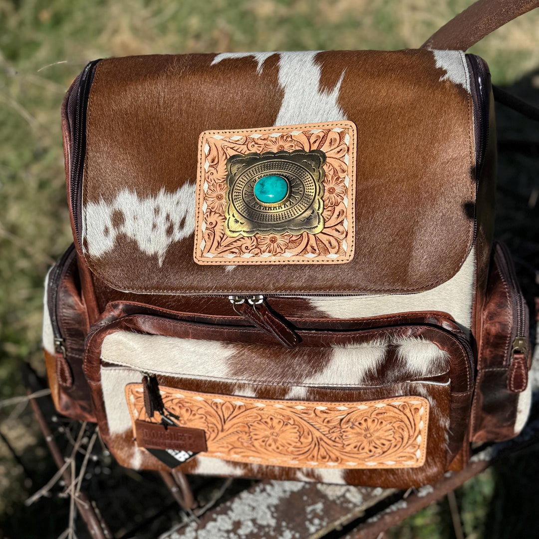 Genuine Western Cowhide Leather Backpack