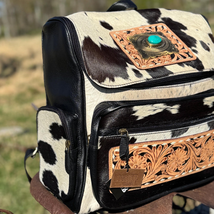 Genuine Western Cowhide Leather Backpack
