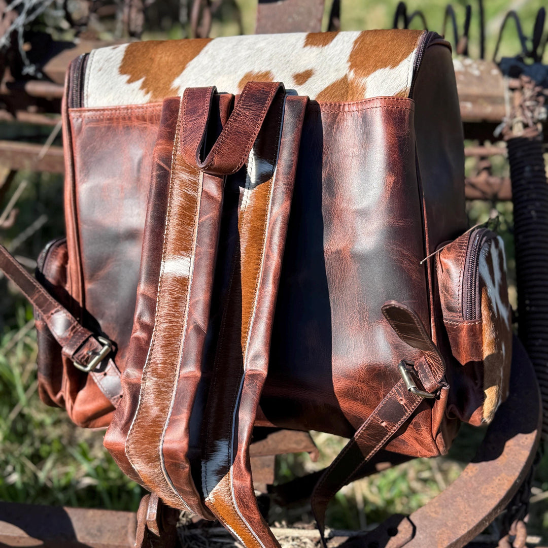 Genuine Western Cowhide Leather Backpack