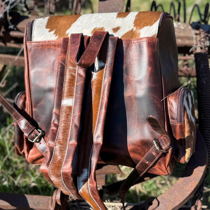 Genuine Western Cowhide Leather Backpack