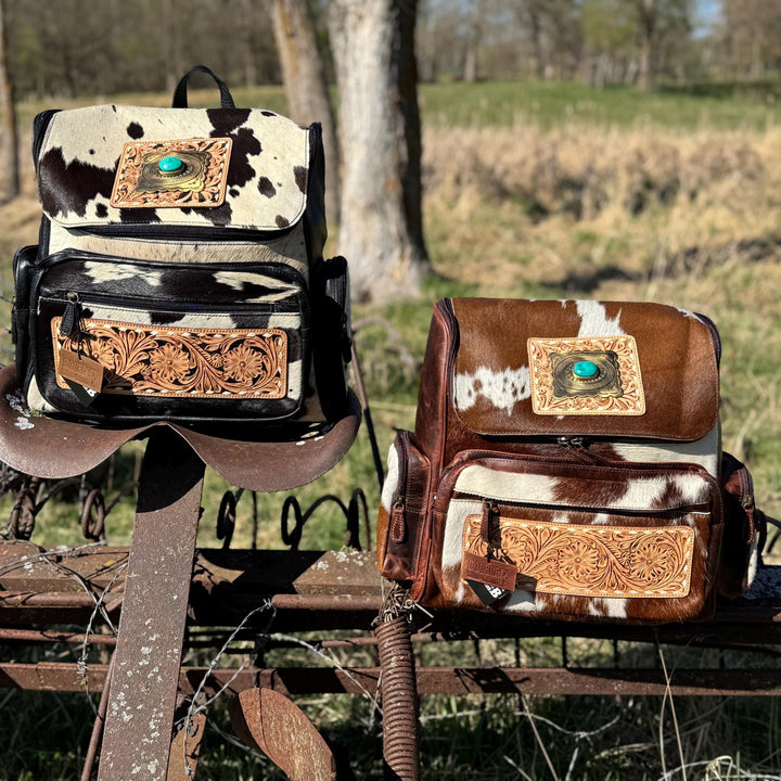 Genuine Western Cowhide Leather Backpack