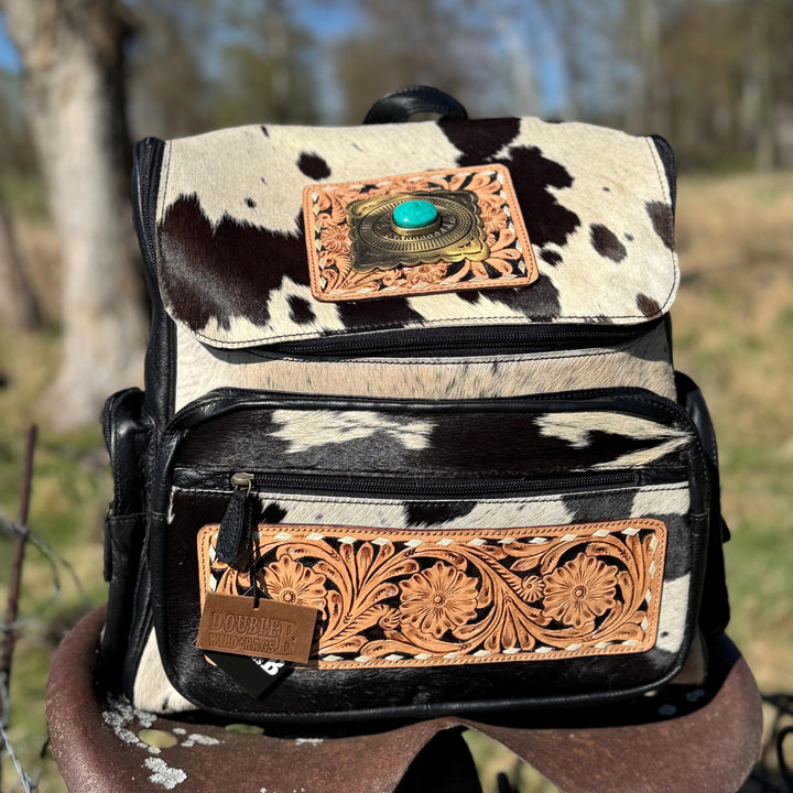 Genuine Western Cowhide Leather Backpack
