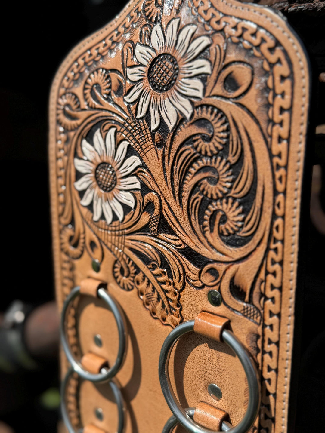 Genuine Western Tooled Leather Wild Rag Scarf Display Holder Keeper