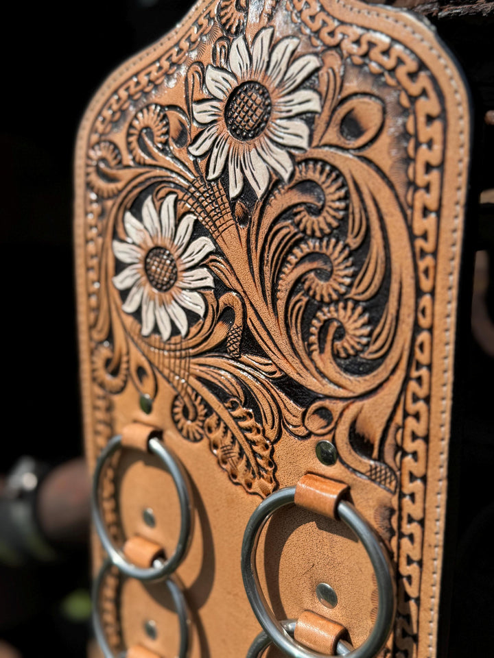 Genuine Western Tooled Leather Wild Rag Scarf Display Holder Keeper